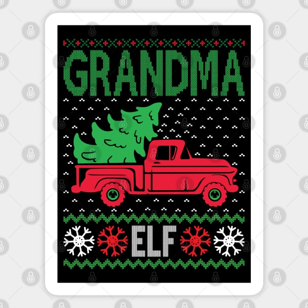 Grandma Elf ugly christmas sweater Magnet by MZeeDesigns